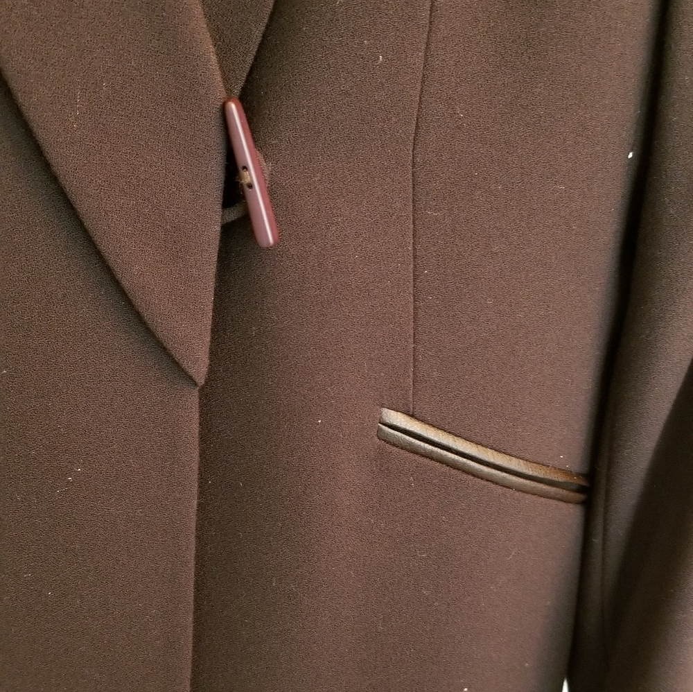 Kasper ASL leather trim collar pant suits - Picture 5 of 8